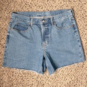 High Rise Slouchy Straight Denim Shorts